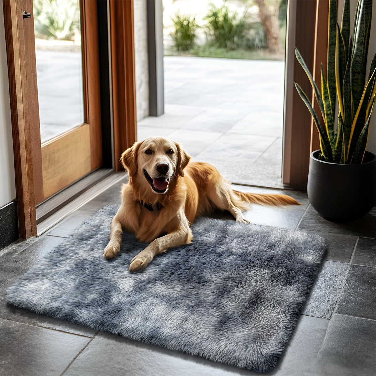 5x8 Shag Area Rug for Bedroom,Grey and Black Fluffy Rugs for Living Room