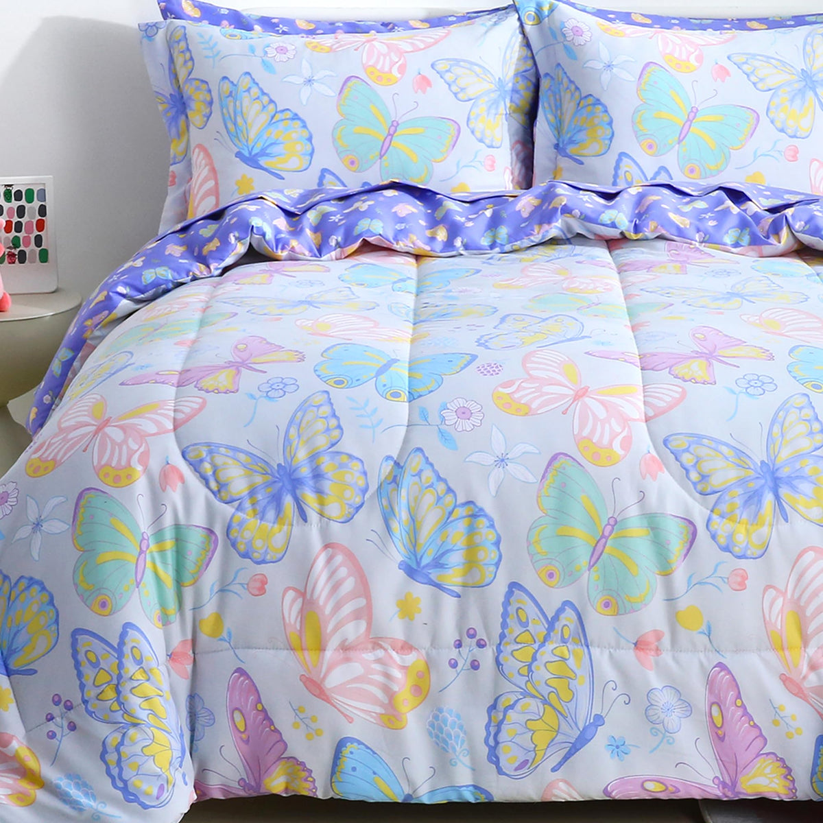 Viviland Kids Twin Bedding Sets, Boys Comforter, White Car