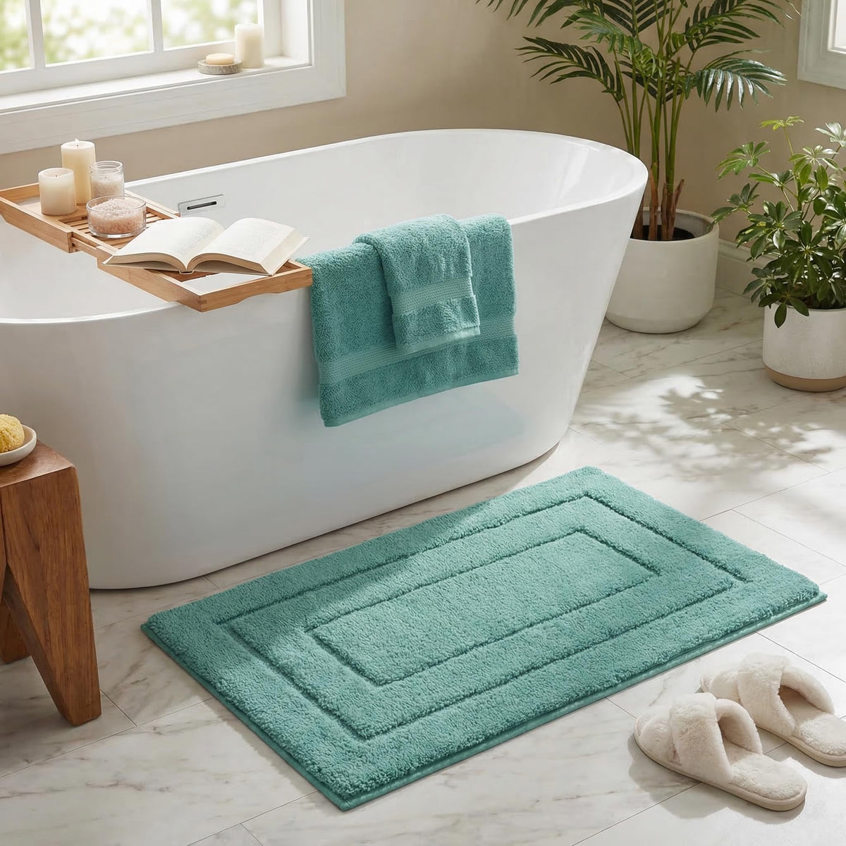 GRANNY SAYS Gray Bathroom Rug 16" x 24", Non-Slip Microfiber Bath Mat