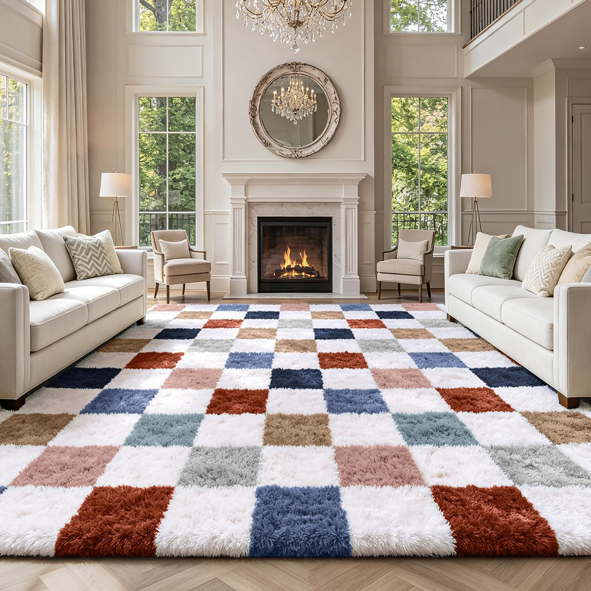 Shag Area Rugs for Bedroom Living Room,4X6 Ultra Soft Fluffy Area Rugs for Dorm,Indoor Carpet Plush Rugs for Home Decor,Tie-Dye Grey