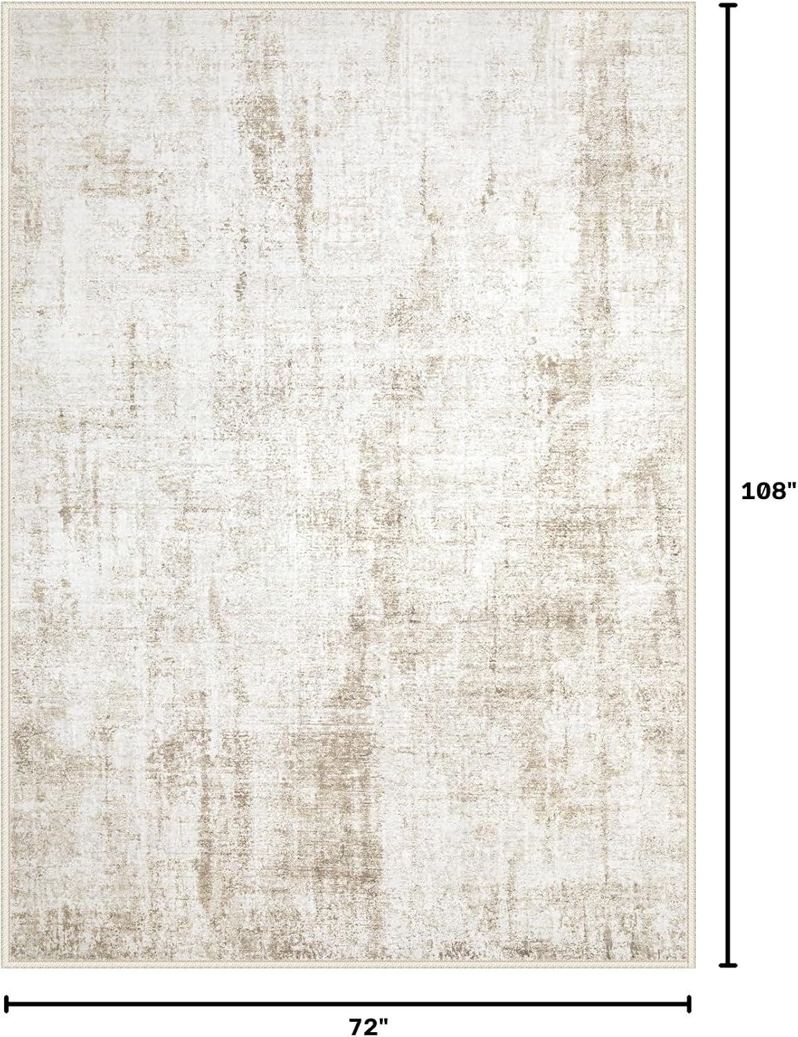MXSANYOO 6x9 Area Rugs Washable Rug: Abstract Neutral Rugs Modern Non Slip Area Rug Stain Resistant Low Pile Indoor Carpet for Dining Room Bedroom Nursery Office (Beige, 6'x9')