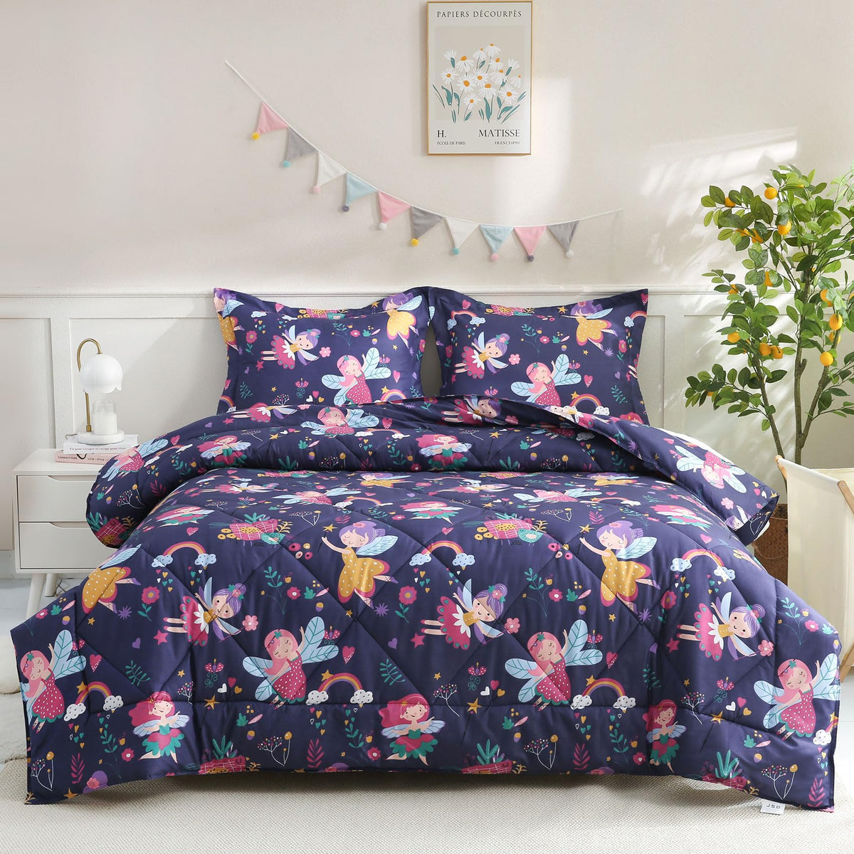 JSD Green Forest Animal Kids Comforter Set Twin Size