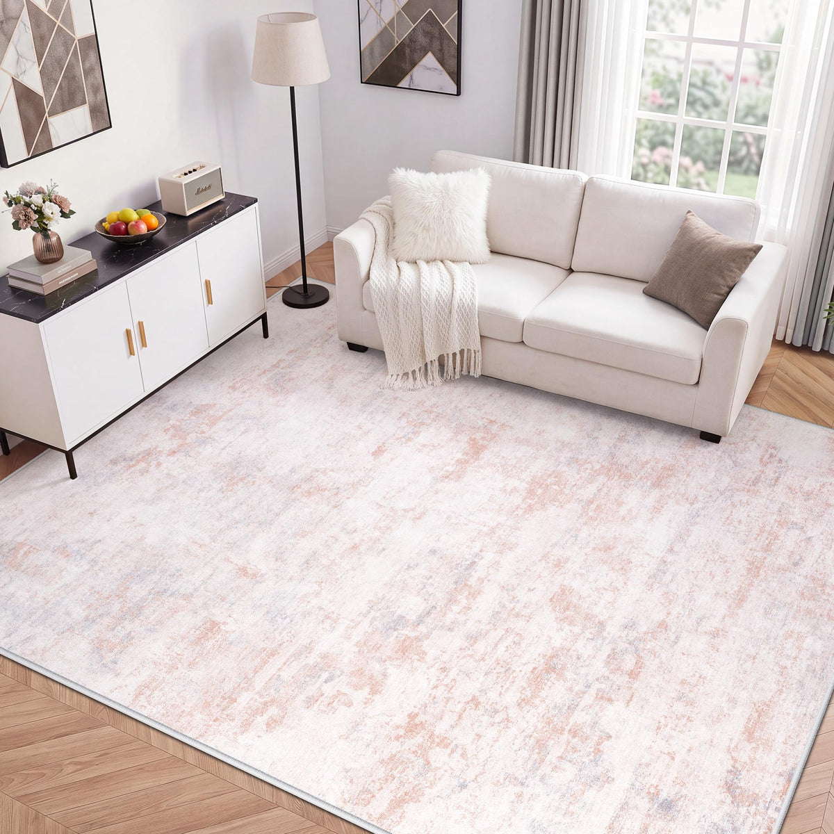 LIVELYGLOW 5x7 Washable Abstract Area Rug, Small Indoor Bedroom Dorm Rug