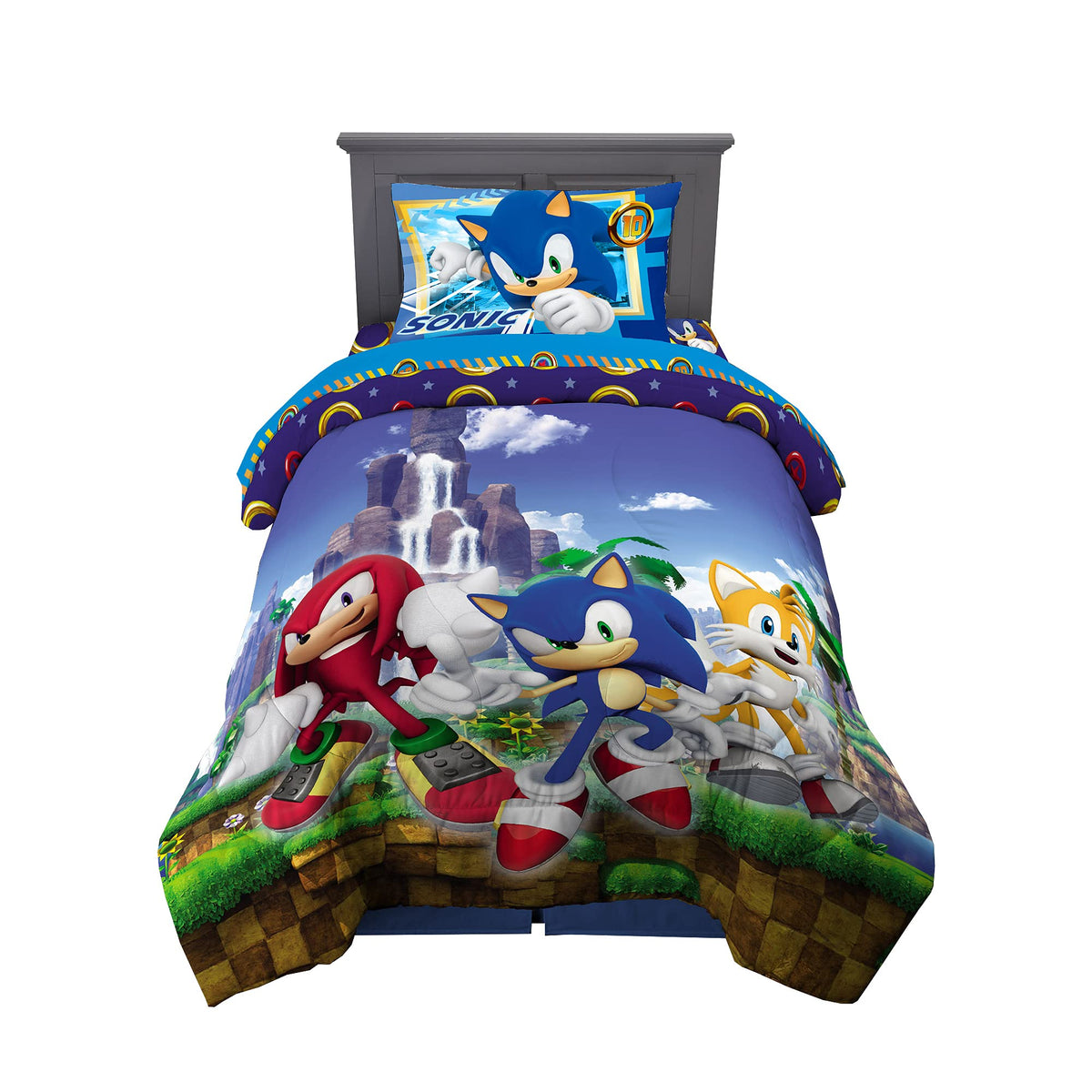 Super Mario Kids Twin Size Bedding, 4 Piece Super Soft Cozy Reversible Comforter and Sheet Set, (Officially Licensed Product) By Franco