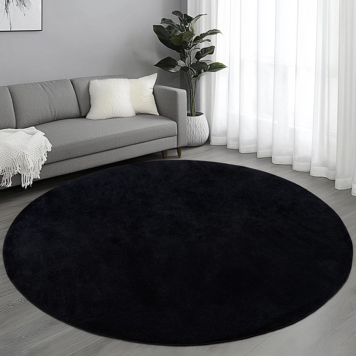 4x6 Ft Grey Modern Memory‑Foam Area Rug, Solid Indoor Carpet for Bedroom