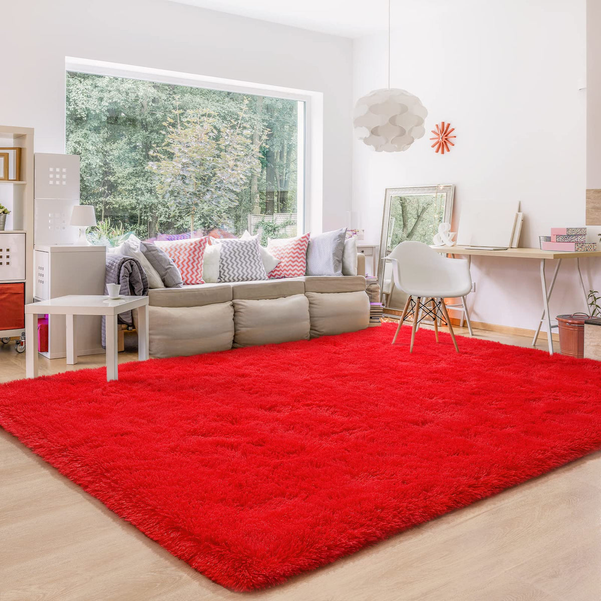 BENRON Cream White Fluffy Rugs for Living Room Bedroom 4x6, Washable
