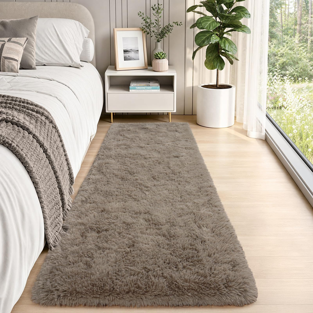 Large Cream White Rugs 5x7, Fluffy Shag Living Room Area Rugs