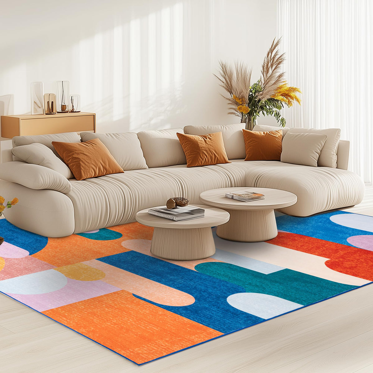 Living Room Rug 5x7 Gray Area Rug Machine Washable Boho Rug Non Slip Abstract Vintage Indoor Large Rugs for Bedroom, Classroom, College Dorm, Farmhouse, Dining Room, Kids Playroom