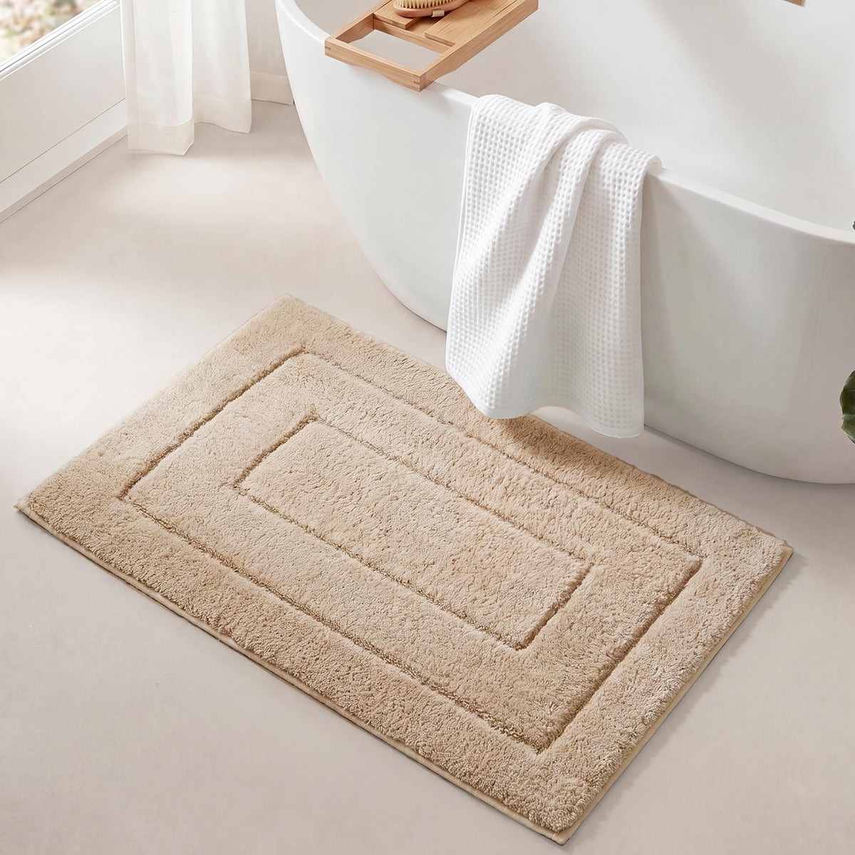 GRANNY SAYS Gray Bathroom Rug 16" x 24", Non-Slip Microfiber Bath Mat