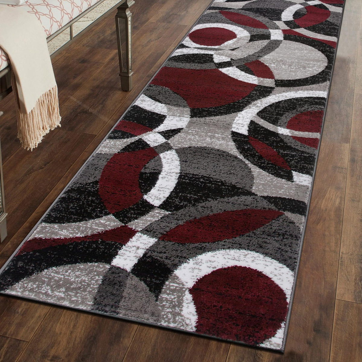 Rugshop Overlapping Circles Modern Geometric Area Rug Red 7'10" x 10'2"