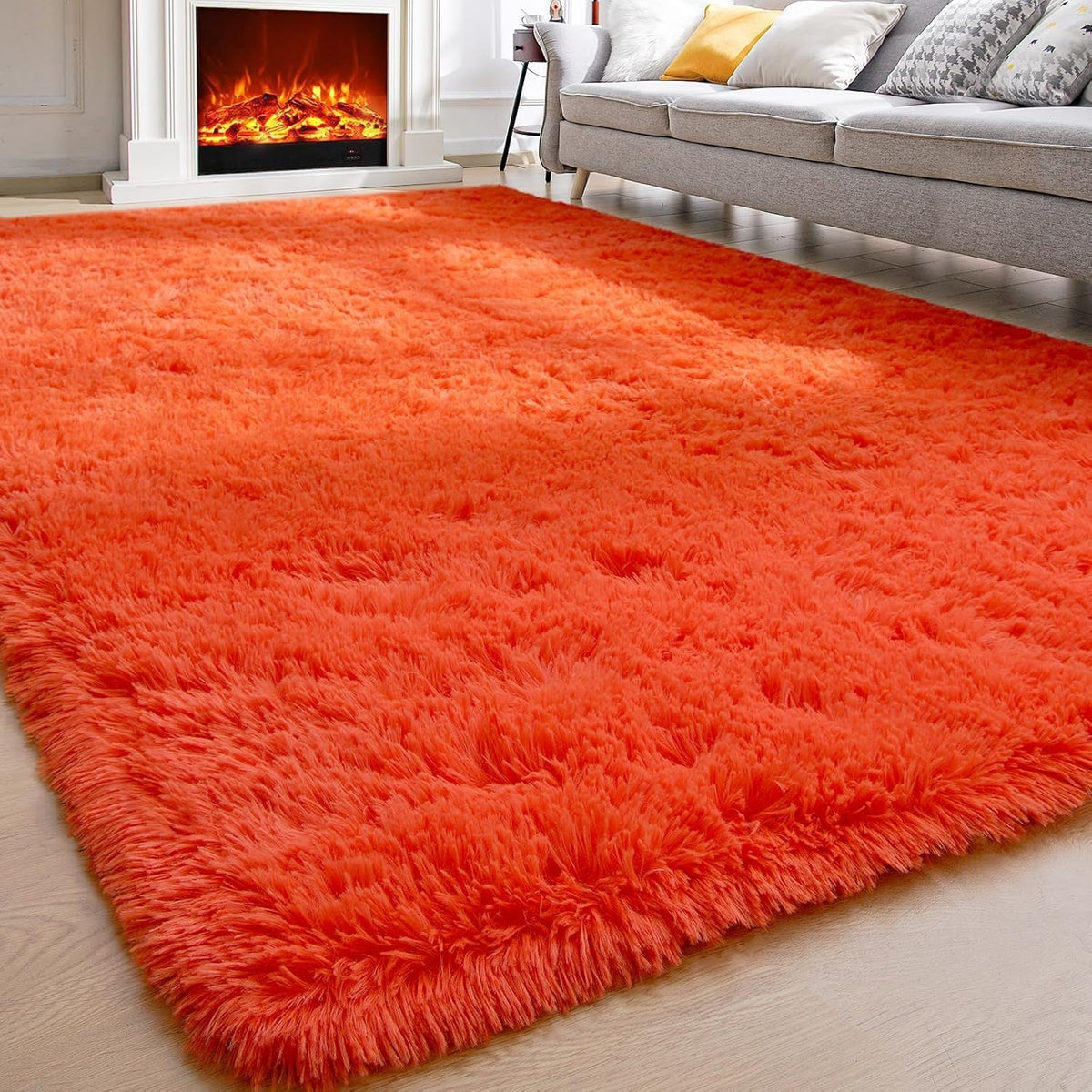 Merelax Soft Area Rug for Livingroom Bedroom, Machine Washable 4x6 Black Rugs Fluffy Shaggy Bedside Rug, Non Slip Indoor Carpet for Nursery Kids Room Home Decor Aesthetic
