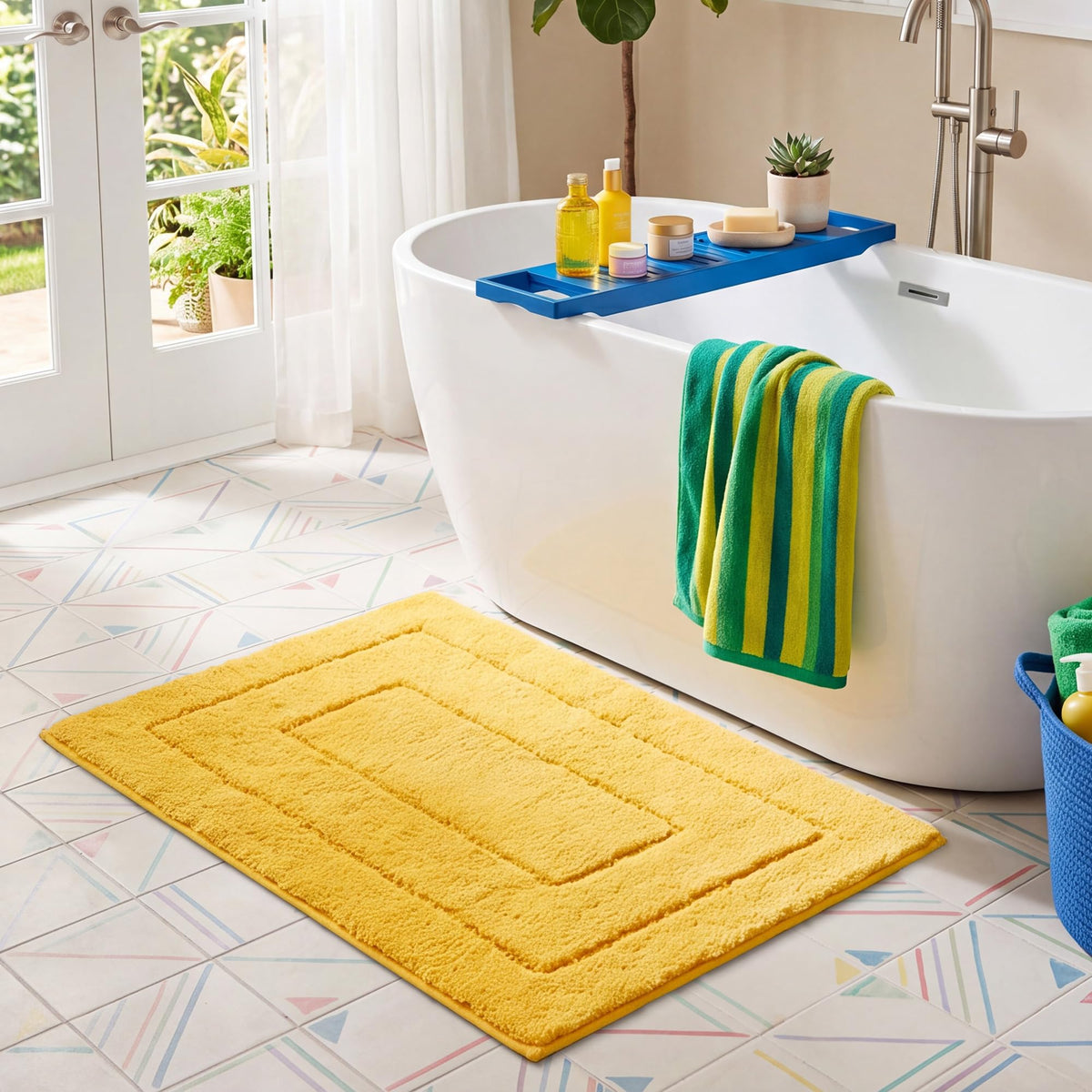 GRANNY SAYS Gray Bathroom Rug 16" x 24", Non-Slip Microfiber Bath Mat