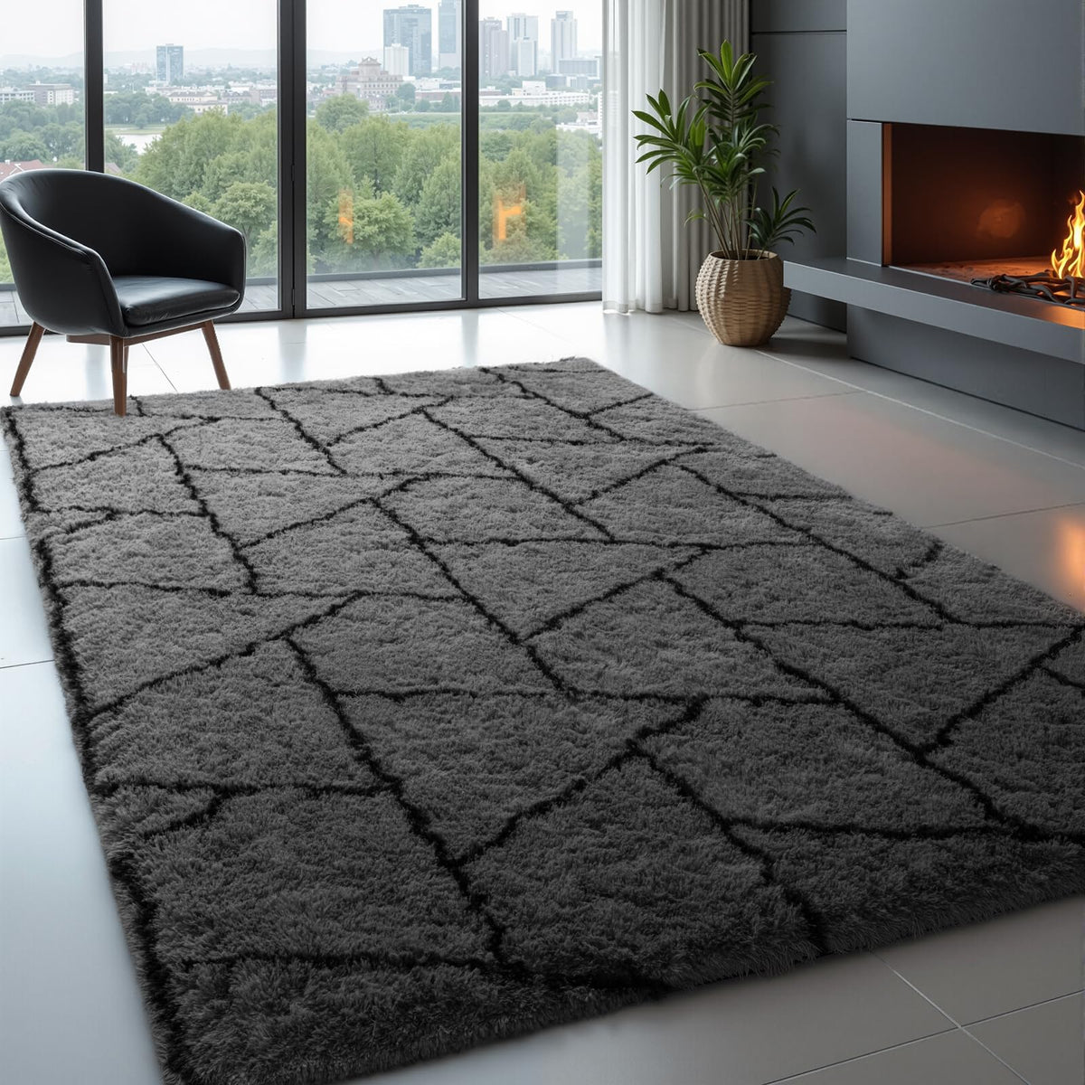Zentavio Area Rugs for Living Room Grey Rugs for Bedroom 4x6 Carpet Fluffy Furry Soft Shag Aesthetic Plush High Pile Gray Throw Rug for Nursery Kids Room Dorm