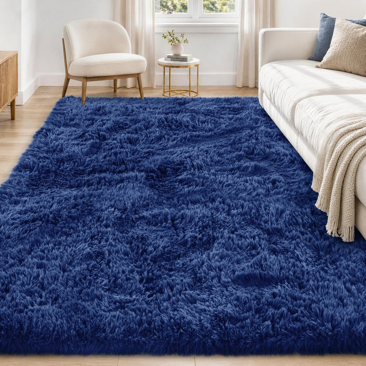 Tosuoka 4x6 Area Rugs for Bedroom, Soft Fluffy Shag Thick Black Rug