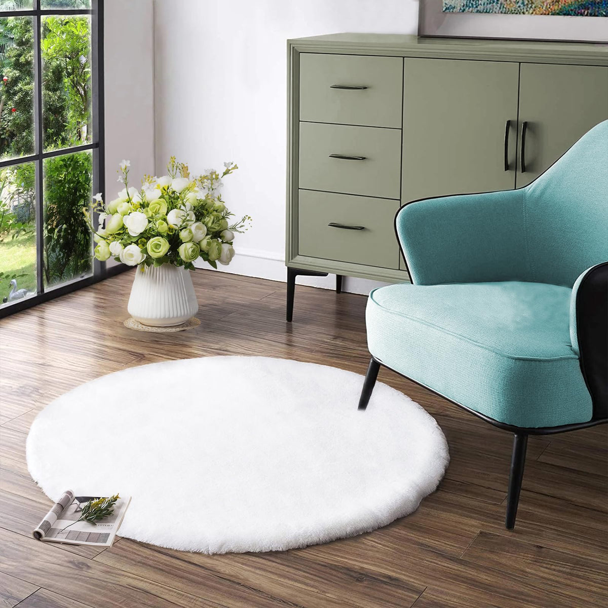 Latepis Washable Rugs 3x5 White Fluffy Shag Rug Shaggy Rug for Living Room Super Soft Area Rugs for Bedroom Nursery