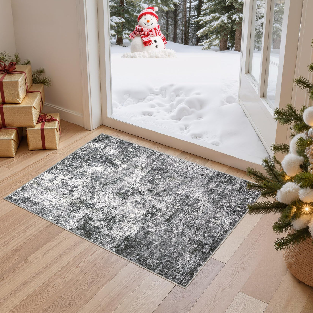 DMOYEST Area Rug Living Room Rugs 5x7 Washable Abstract Beige Blue Carpet