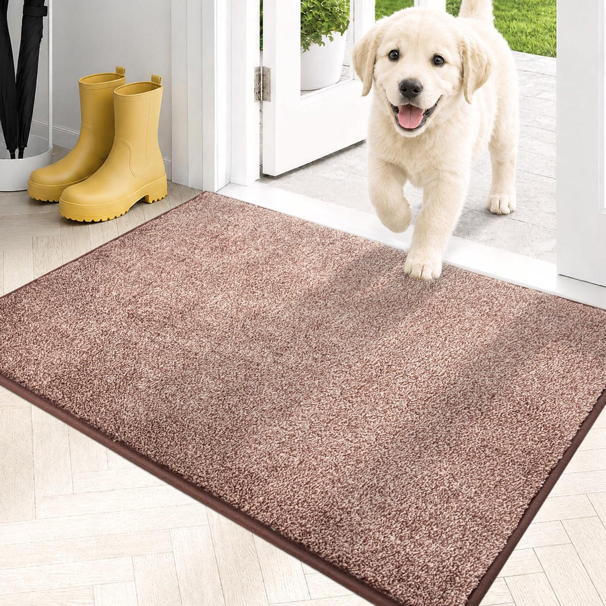 PURRUGS Dirt Trapping Indoor Door Mat, 20" x 31.5", Bluish Grey-Black