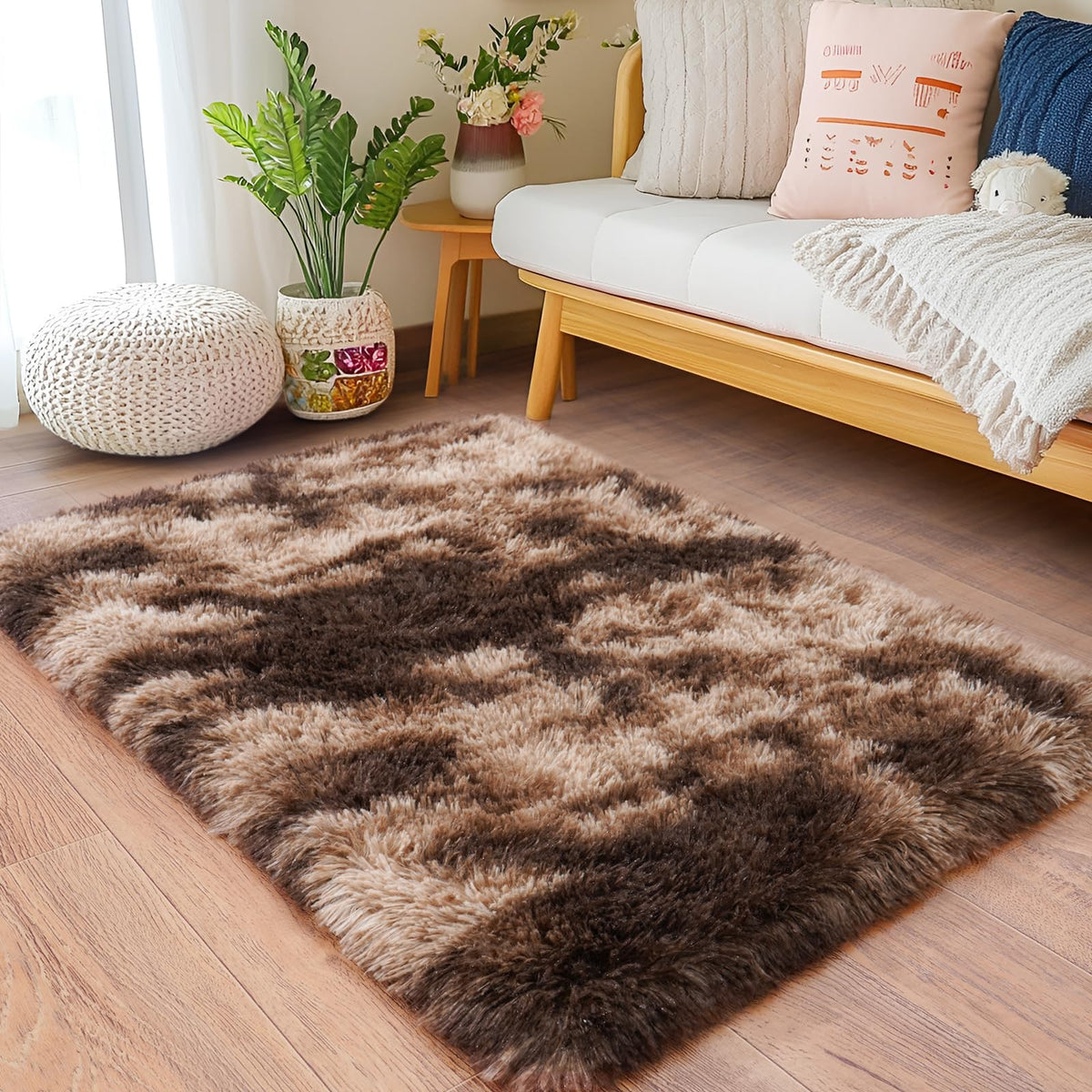 Black Rug for Bedroom, Soft Shaggy Modern Shag 4x6 Area Rugs for Living Room, Upgrade Non-Slip Plush Fluffy Carpet for Kids Boys Girls Room Dorm Home Decor Aesthetic