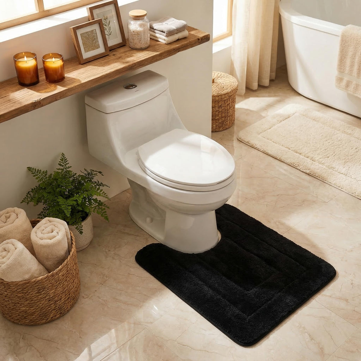 GRANNY SAYS Gray Bathroom Rug 16" x 24", Non-Slip Microfiber Bath Mat
