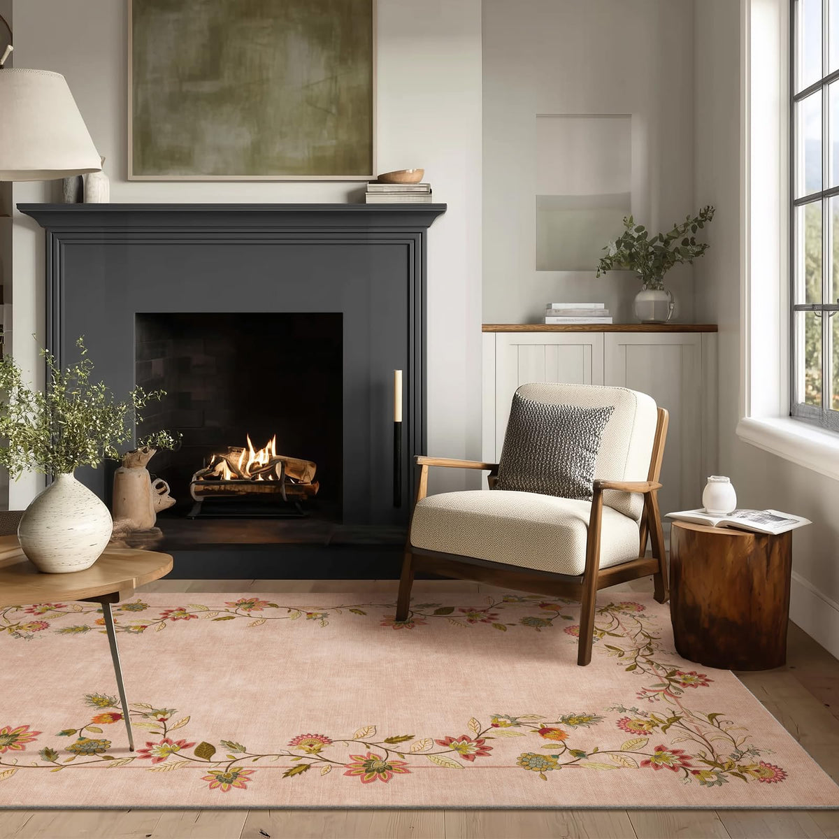 5x7 Area Rug for Living Room: Washable Bedroom Rug Non Slip Low Pile Carpet