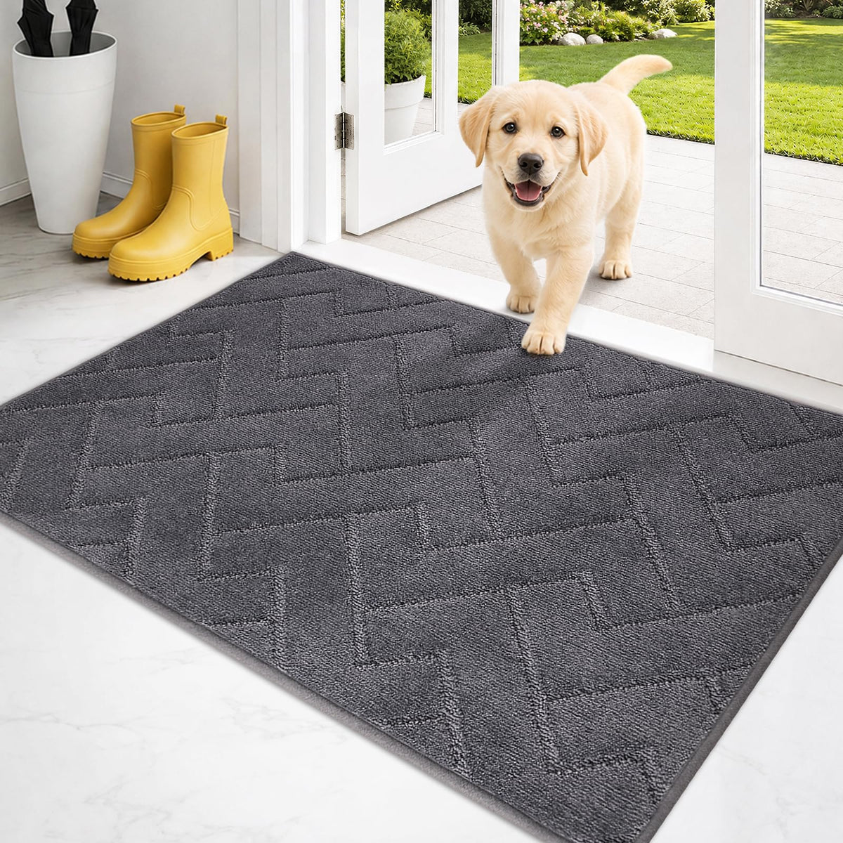 PURRUGS Dirt Trapping Door Mat Indoor Entrance, 20" x 31.5", Grey