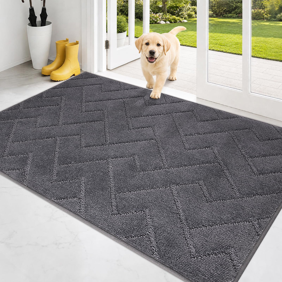 PURRUGS Dirt Trapping Door Mat Indoor Entrance, 20" x 31.5", Grey