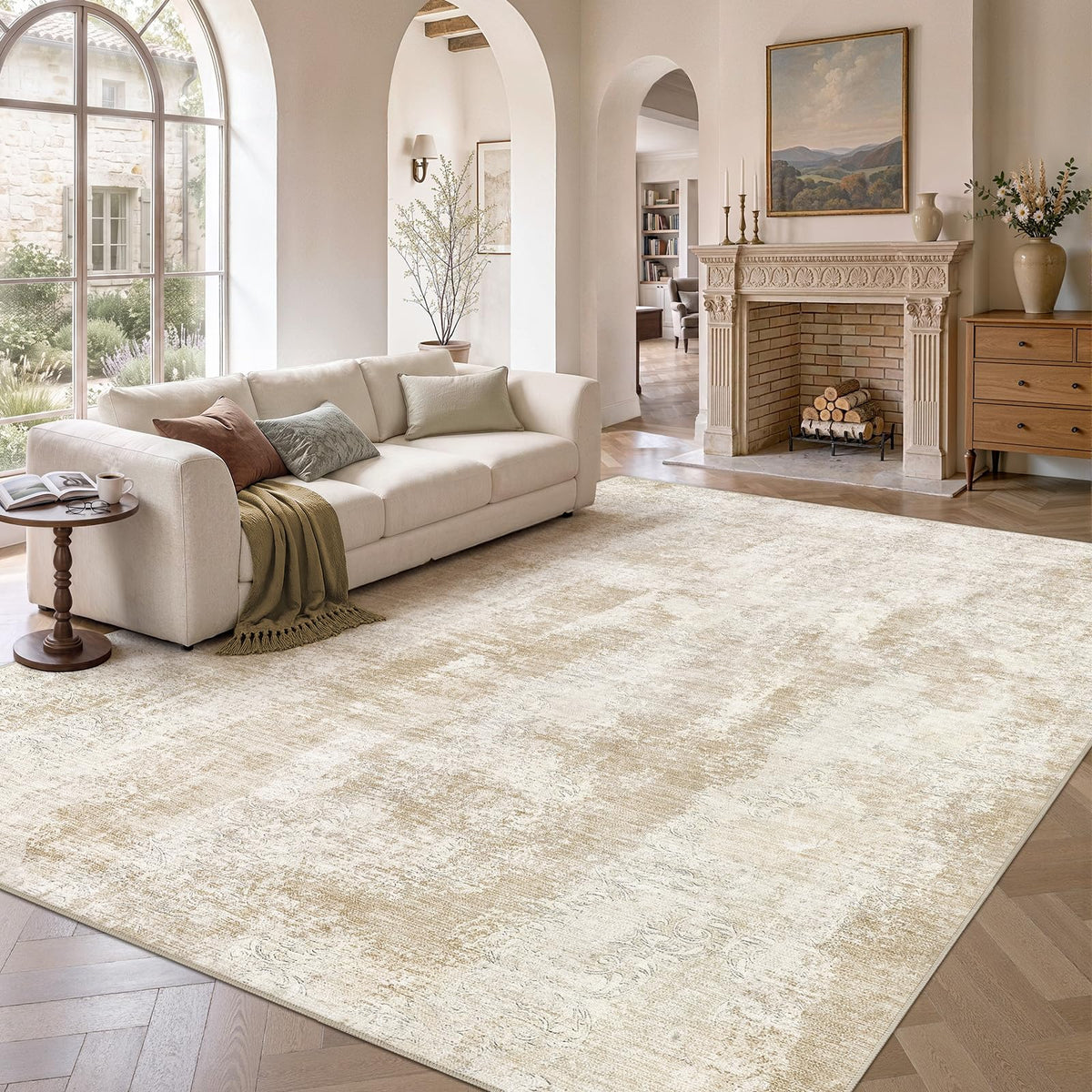 UERMEI 6x9 Area Rug for Living Room Washable Abstract Blue Brown Carpet