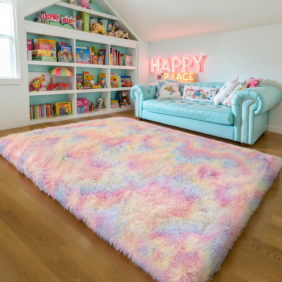 4x6 Light Grey Fluffy Shag Rug for Bedroom, Plush Washable Carpet