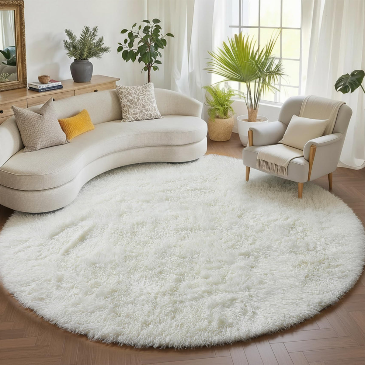 Area Rugs for Bedroom Living Room, 4x6 Fluffy Grey and Black Geometric Rug