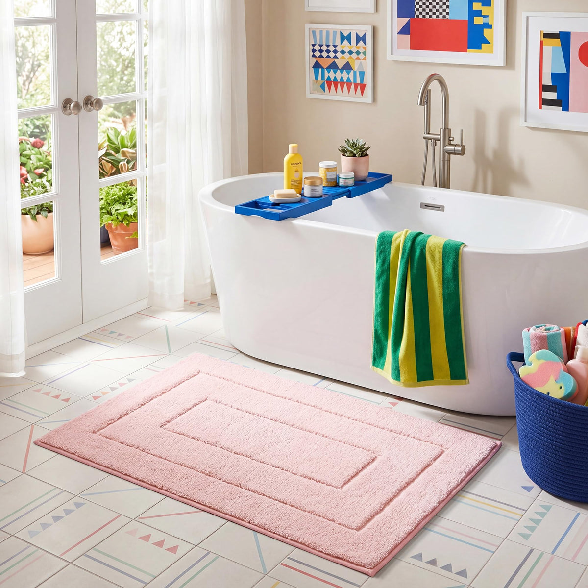 GRANNY SAYS Gray Bathroom Rug 16" x 24", Non-Slip Microfiber Bath Mat