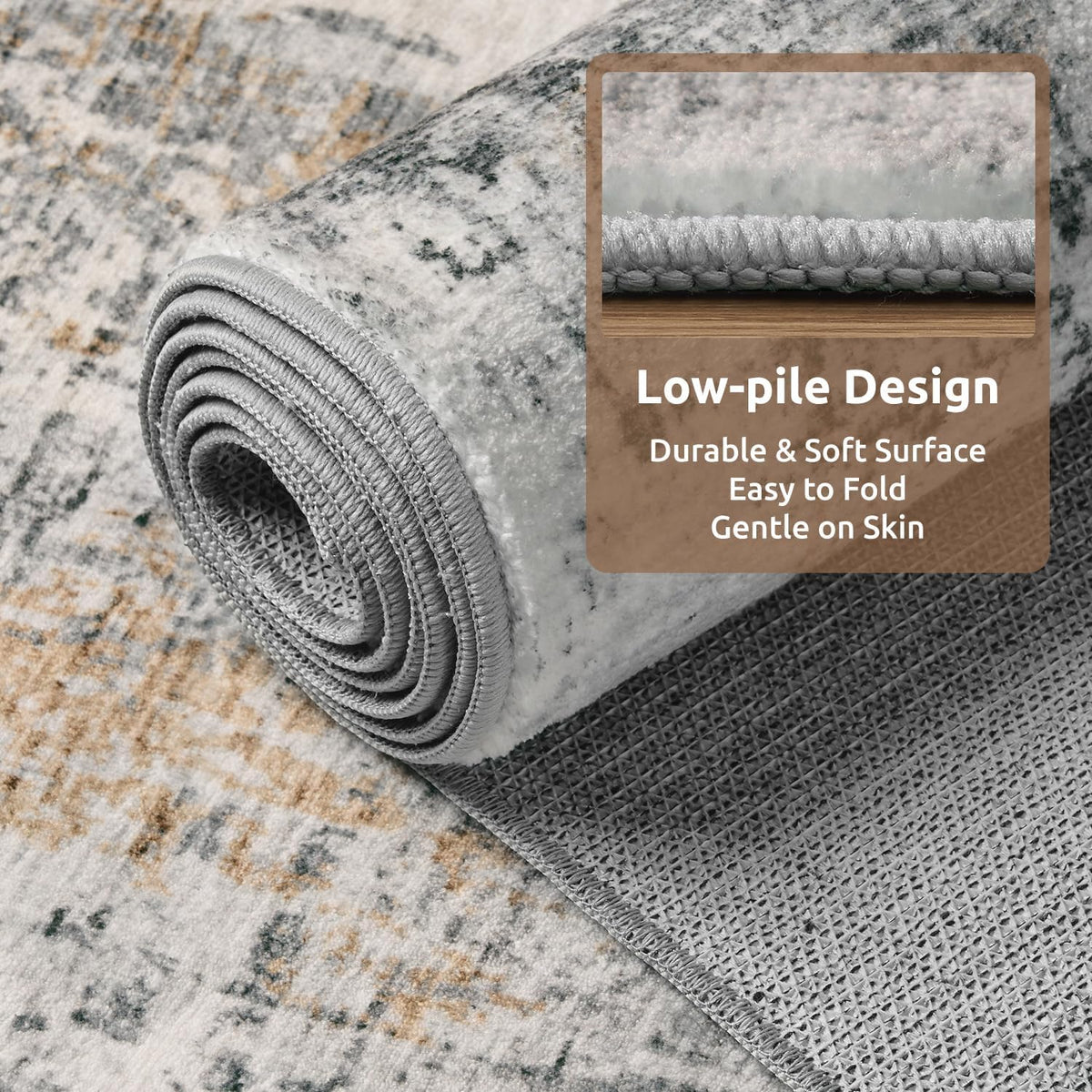 5 x 7 Area Rugs for Living Room, Machine Washable Non Slip Rug Ultra Soft Low Pile Indoor Carpet Modern Abstract Rugs for Bedroom Office Room Dining Room Beside, Grey