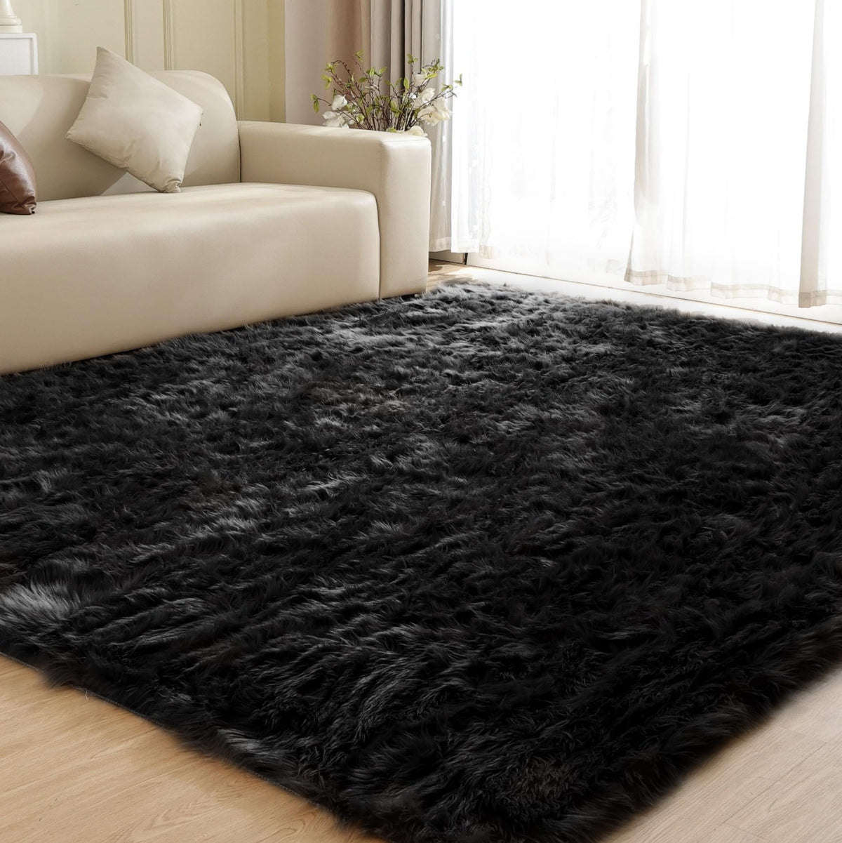 ORINOVA White Faux Sheepskin Fuzzy Fur Rugs for Bedroom Small Machine Washable Fluffy Area Rugs for Living Room 2x4 Shag Nursery Rug
