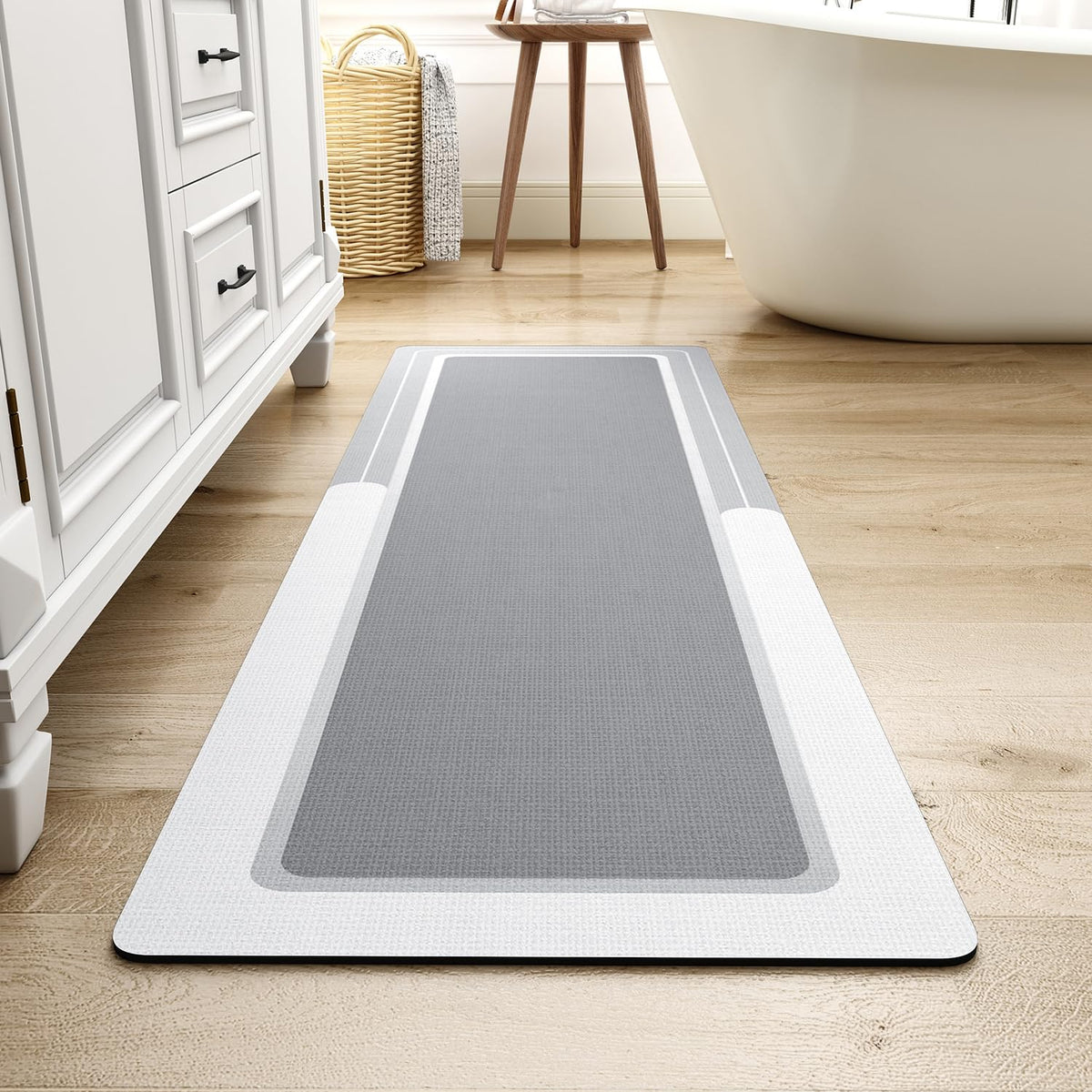 MontVoo-Bath Mat-Bath Mat Rug Non Slip Super Absorbent Stain Resistant Quick Dry Thin Bathroom Rug-Bath Mats for Bathroom Floor Bathtub Vanity-Bathmat Bath Rug Easy Care-17"x27" Darkgrey