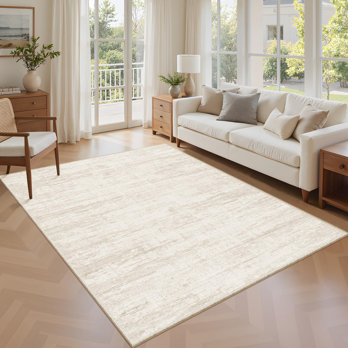 5x7 Area Rugs - Ultra-Thin Washble Rugs,Non-Slip Low Pile Abstract Print Rugs for Living Room,Home Office Decor,Stain Resistant Machine Washable Area Rug
