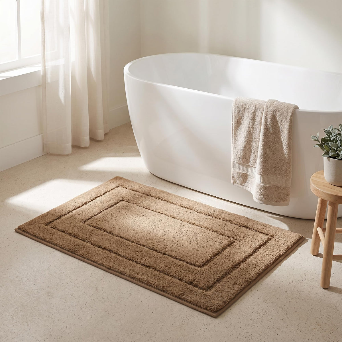 GRANNY SAYS Gray Bathroom Rug 16" x 24", Non-Slip Microfiber Bath Mat