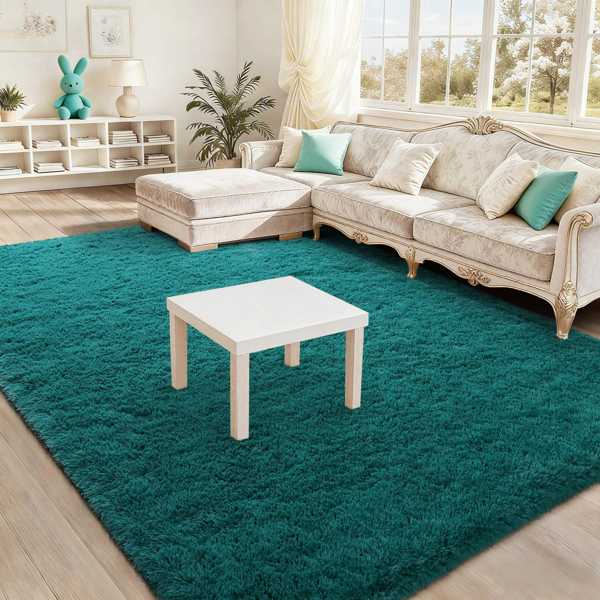 BENRON Cream White Fluffy Rugs for Living Room Bedroom 4x6, Washable