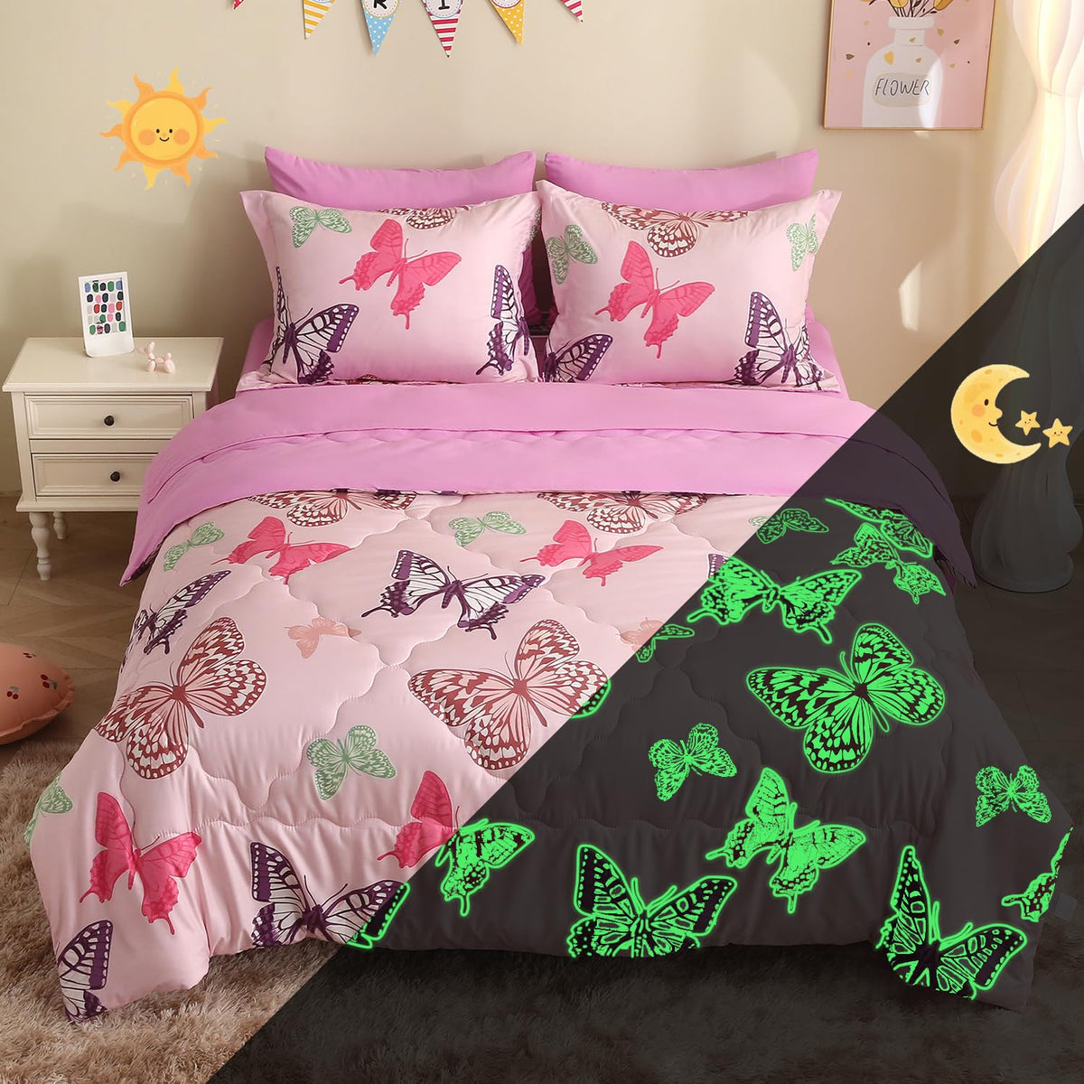 7 Piece Girls Cats Bedding Comforter Set Twin Size for Kids Bed in A Bag Pink Cute Cartoon Pet Cat Bedding Set for Boys Teens (1 Comforter, 1 Flat Sheet, 1 Fitted Sheet, 4 Pillow Sham) Gray
