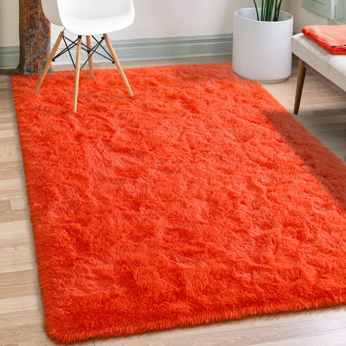 Merelax Soft Area Rug for Livingroom Bedroom, Machine Washable 4x6 Black Rugs Fluffy Shaggy Bedside Rug, Non Slip Indoor Carpet for Nursery Kids Room Home Decor Aesthetic