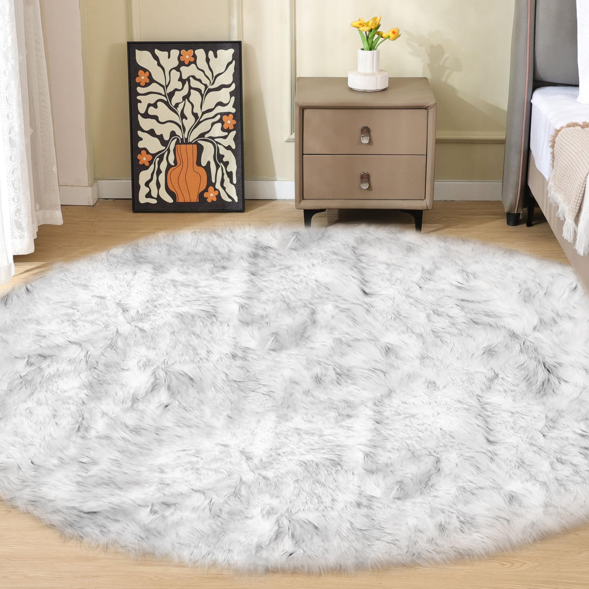 ORINOVA White Faux Sheepskin Fuzzy Fur Rugs for Bedroom Small Machine Washable Fluffy Area Rugs for Living Room 2x4 Shag Nursery Rug