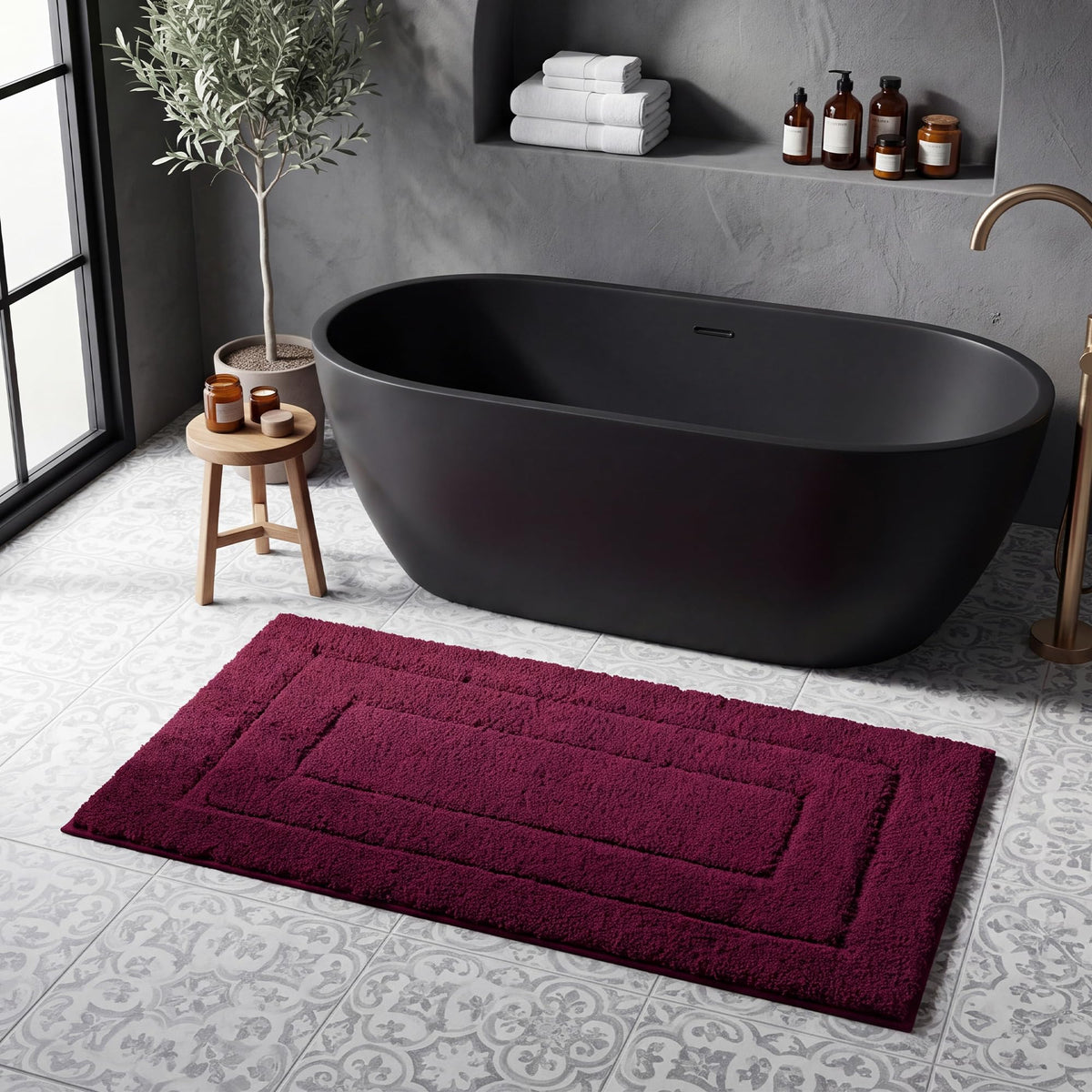GRANNY SAYS Gray Bathroom Rug 16" x 24", Non-Slip Microfiber Bath Mat