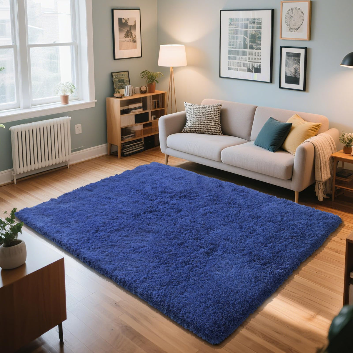 4x6 Beige Rug for Bedroom, Fluffy Shag Area Rug Small Rug Bedroom Carpet