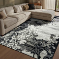 CRYPTOLITE Abstract Area Rug Washable Rug with Non-Slip Backing Low Pile Area Rugs for Living Room,Bedroom,Dining Room,4x6, Gold&Grey