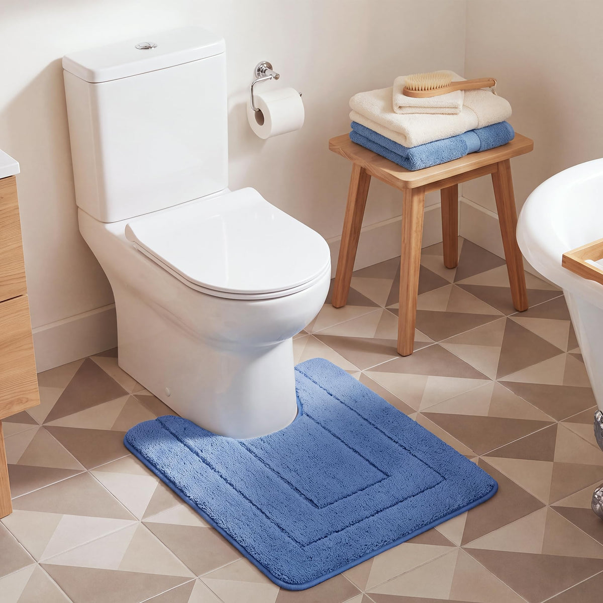 GRANNY SAYS Gray Bathroom Rug 16" x 24", Non-Slip Microfiber Bath Mat