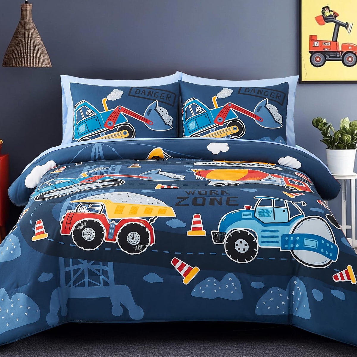 Twin Comforter Set for Boys-5 Pieces Ball Glow in the Dark Bedding Set