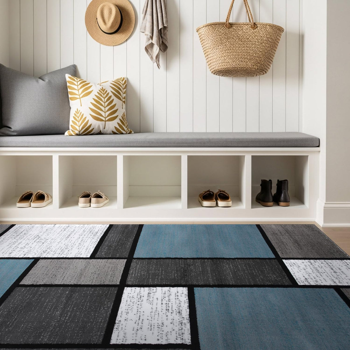 Rugshop Modern Boxes Contemporary Non-Shedding Area Rug Gray 5'3" x 7'3"