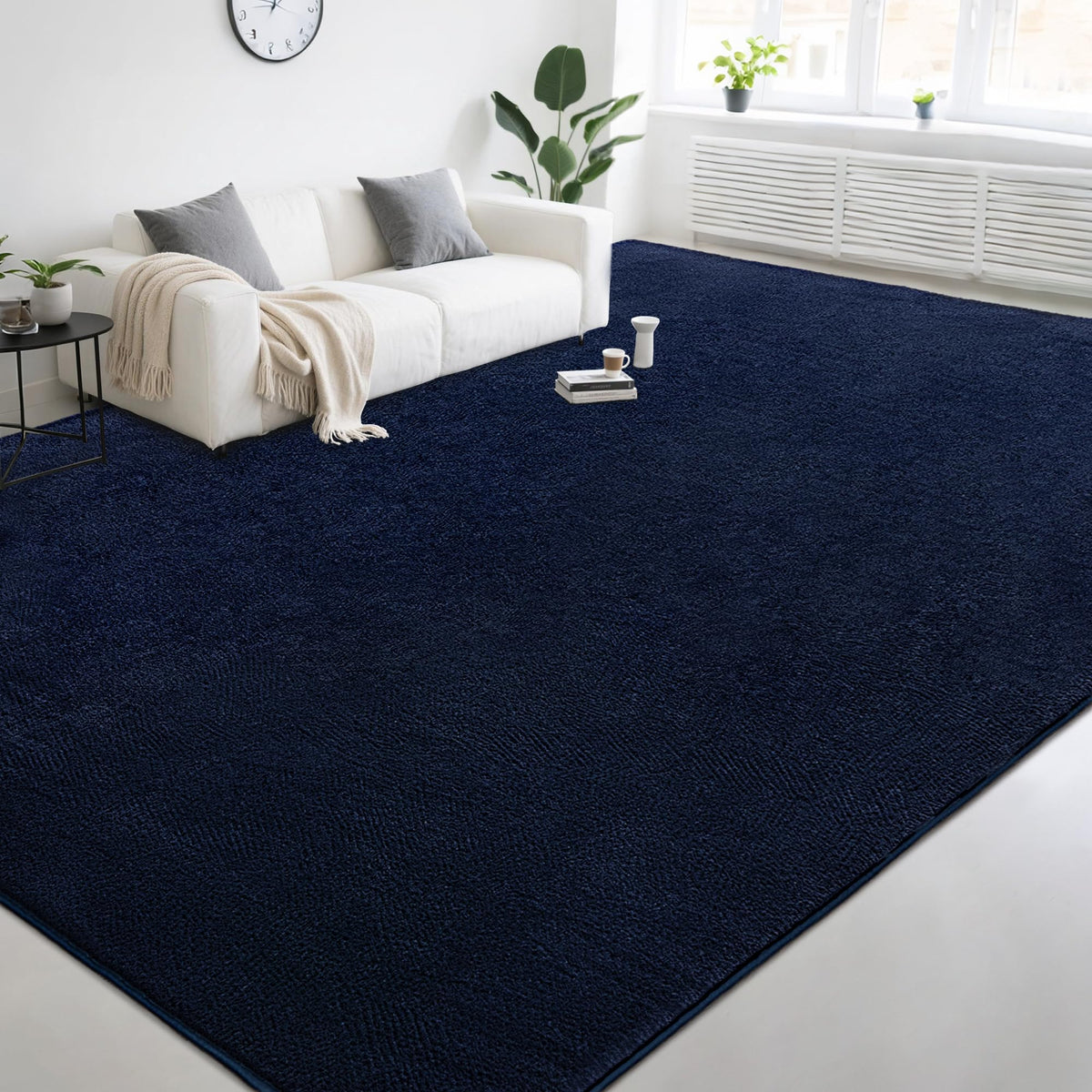 4x6 Ft Grey Modern Memory‑Foam Area Rug, Solid Indoor Carpet for Bedroom