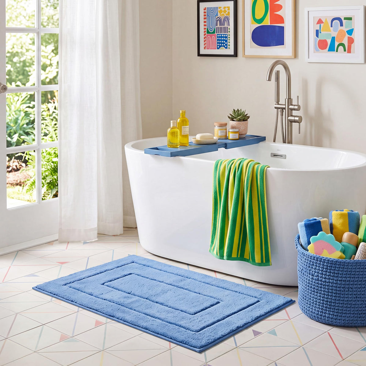 GRANNY SAYS Gray Bathroom Rug 16" x 24", Non-Slip Microfiber Bath Mat