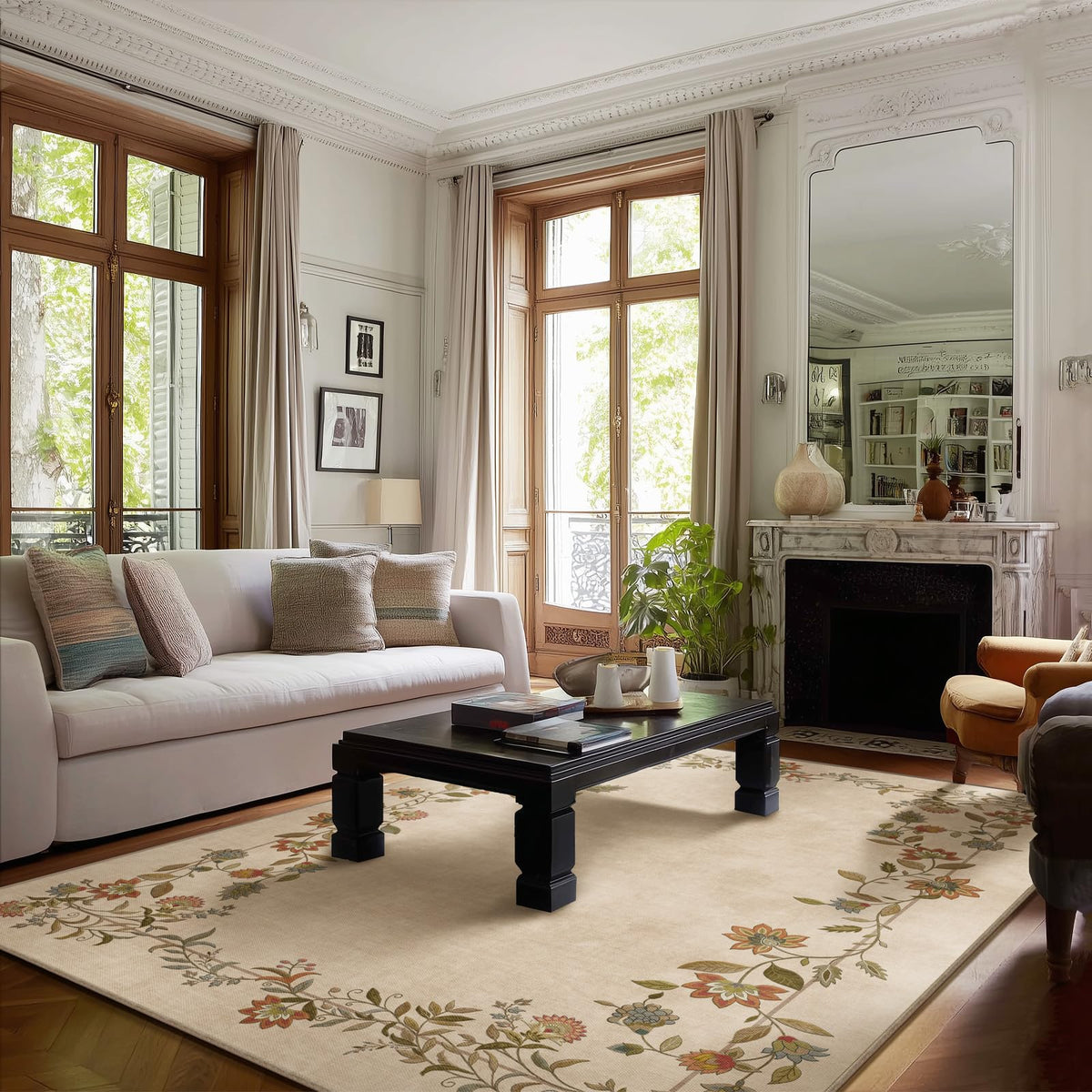 5x7 Area Rug for Living Room: Washable Bedroom Rug Non Slip Low Pile Carpet