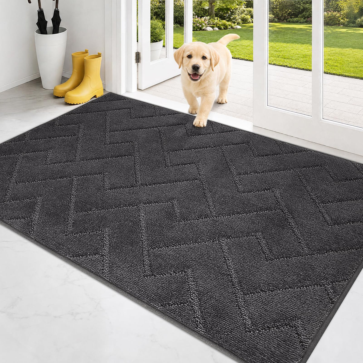 PURRUGS Dirt Trapping Door Mat Indoor Entrance, 20" x 31.5", Grey