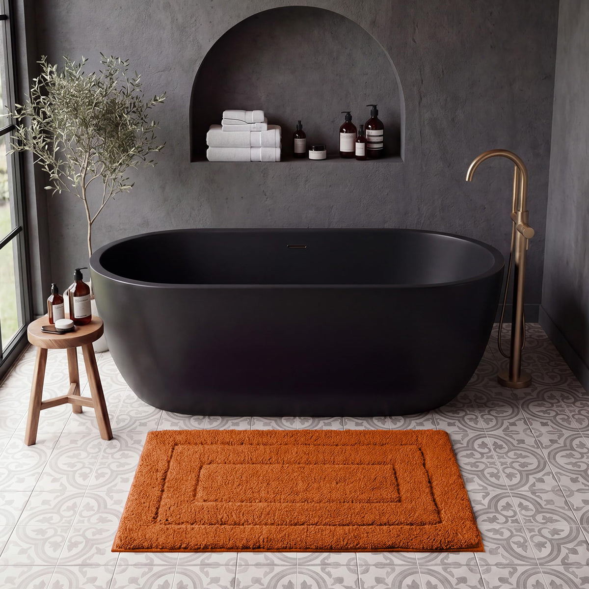 GRANNY SAYS Gray Bathroom Rug 16" x 24", Non-Slip Microfiber Bath Mat